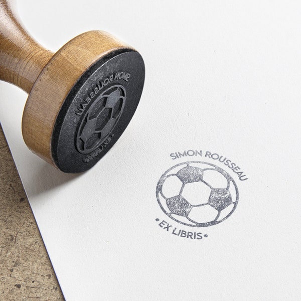 Personalized Football Ex Libris stamp. Ex Libris Football ink stamp. Customizable Football book stamp. Sports stamp