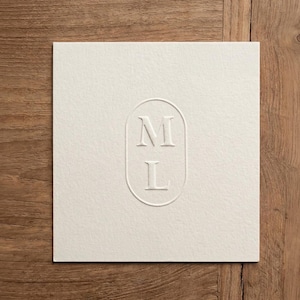 Personalized embossing tool with initials and oval. Dry stamp with letters of your choice. Personalized literature gift. Ex Libris stamp