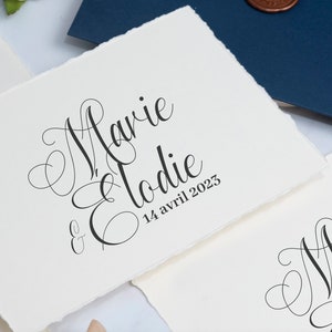 Tampon Calligraphie Mariage personnalisé. Tampon en bois personnalisable Mariage. Tampon pour faire-part Mariage personnalisable.