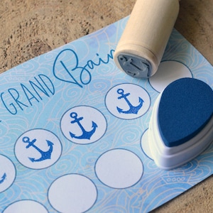 Tampon Ancre marine petit format. Mini Tampon à encre Ancre marine. Tampon pour carte de fidélité Bateau.