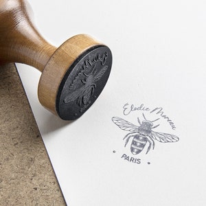 Customizable Bee stamp. First Name Bee ink stamp. Customizable birthday stamp. Wedding Stamp