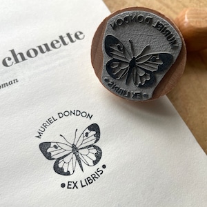 Timbro farfalla personalizzato. Timbro a inchiostro Ex Libris Butterfly. Timbro Farfalla grande personalizzabile. Timbro Ex Libris. Timbro del libro