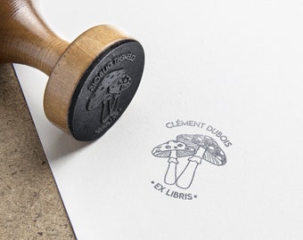 Personalized Ex Libris Mushroom stamp. Mushroom First Name ink stamp. Customizable stamp. ExLibris stamp. Custom Mushroom stamp