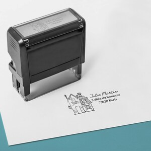 Personalized House Address stamp. Customizable ink stamp Address. Wooden handle stamp Personalized address image 4