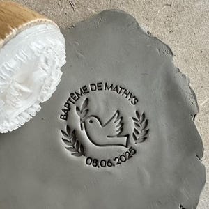 Sello de cerámica personalizado de paloma y ramas. Sello para cerámica rama. Sello de cerámica personalizable.