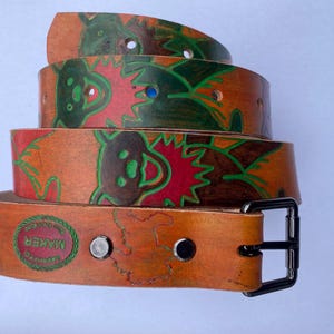 Mens Tooled Leather Belt Mushroom - Etsy display picture 1