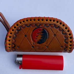 Grateful Dead - Leather Zipper Pouch/Coin Purse  - 100% Handmade