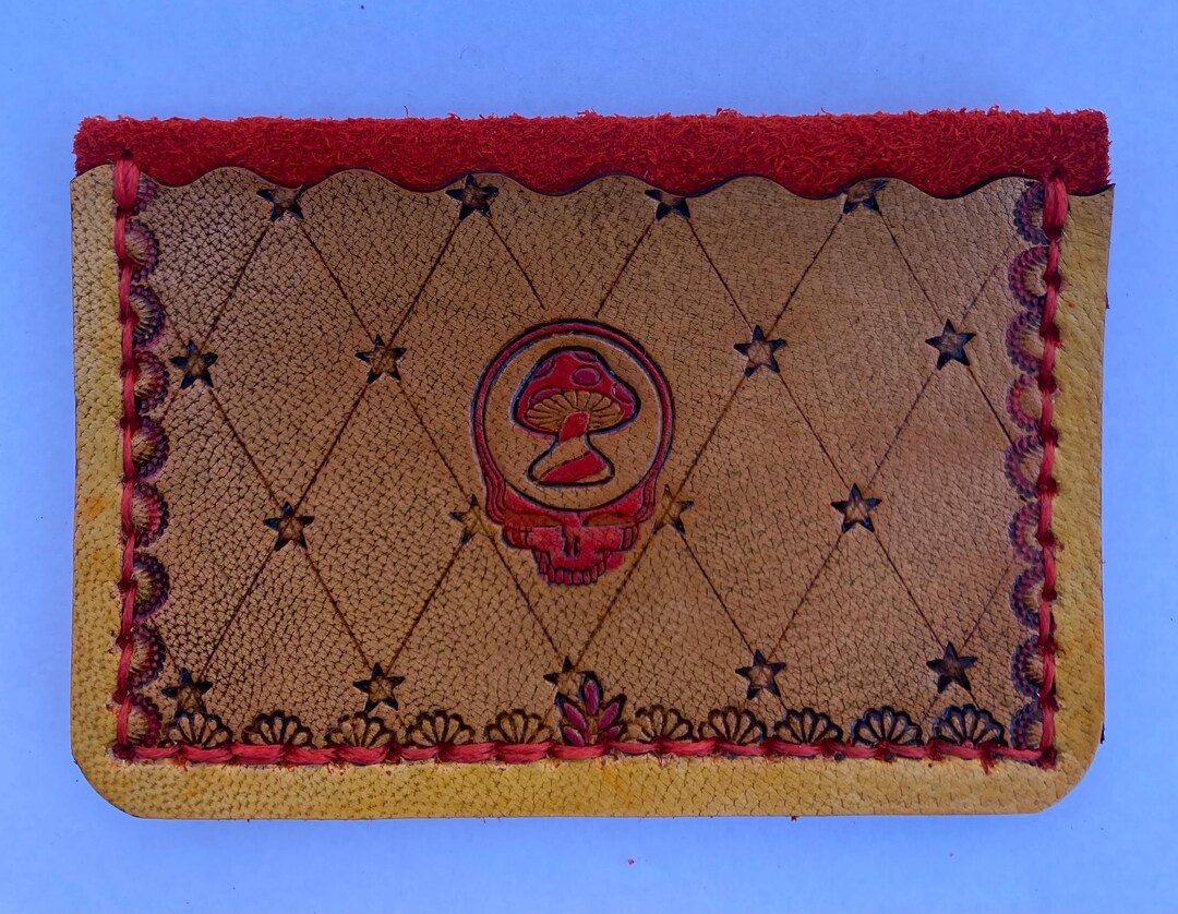 Grateful Dead Leather Card Wallet – Handmade Stealie Design - Etsy