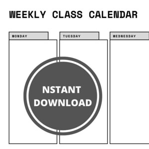 Blank Weekly Class Calendar | Printable | Landscape | Class  Assignment Calendar Template