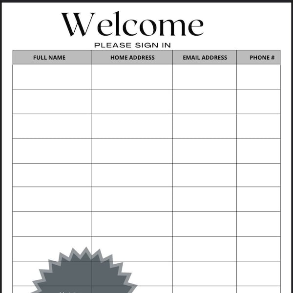 Editable sign in sheet with name email and phone number Etsy.de