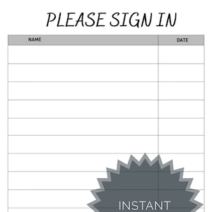 Please Sign In | Sign in Sheet | Instant Download | Printable | Name and Date