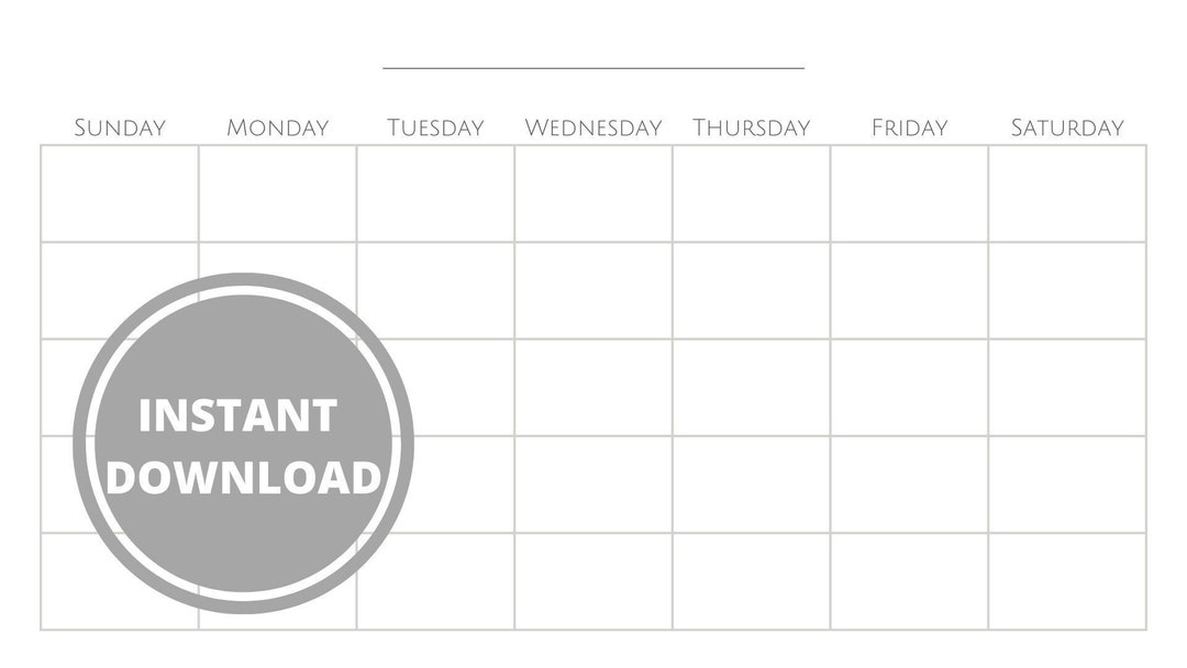 Minimalistic Blank Monthly Calendar | Printable | Landscape | Calendar ...