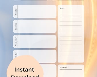 Weekly Planner | Printable | Monday-Sunday | Organization