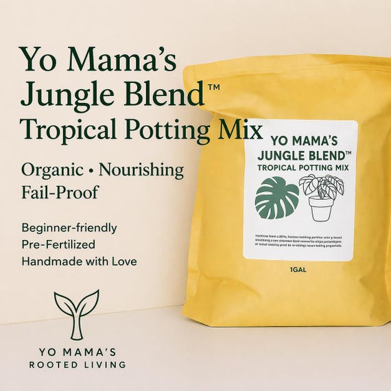 Yo Mama’s Jungle Blend Tropical Potting Mix – Organic, Pre-Fertilized Soil for Houseplants & Aroids