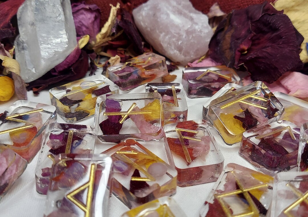 Rune Stone Set lovespell Rose Petal, Opalite & Rose Quartz Elder ...