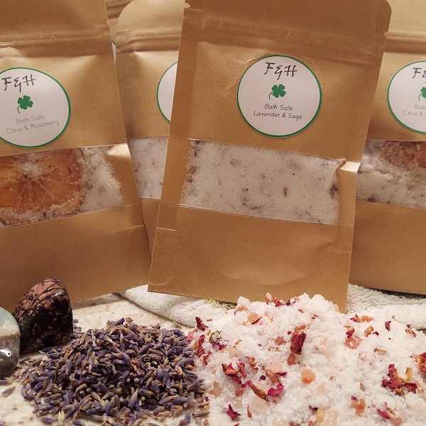 Herbal Bath Salts, Caramel, Lavender, Rose, Citrus, Hibiscus, Bath Salt Gift, Moisturizing Bath Salt