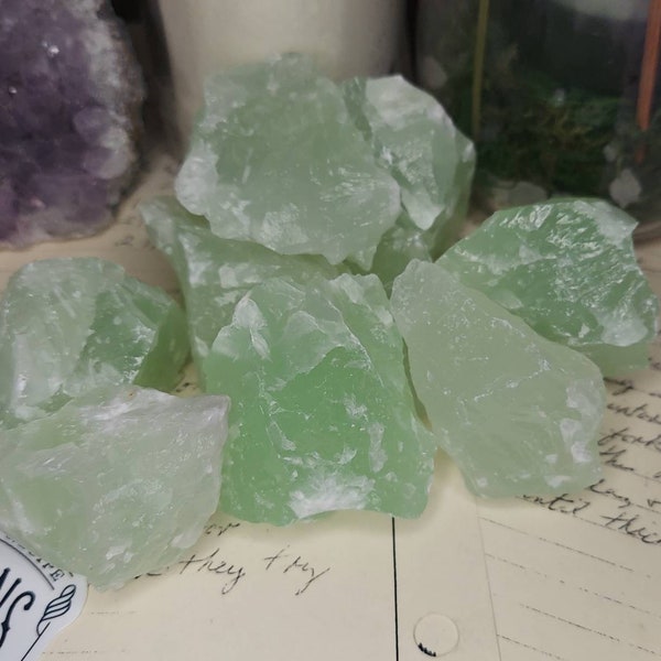 Pistachio Calcite Raw Crystal, Rough UV Crystals, Witchy Home Decor, Altar, Ritual & Meditation Supplies