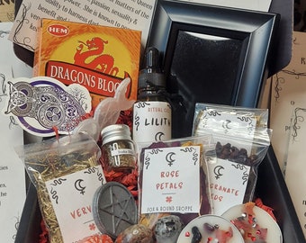 Lilith Altar Kit DIY, Ritual Kit, Anointing Oil, Herbs, Witch Goddess Supplies, Scrying Mirror,  Witchy Altar Decor & Tools