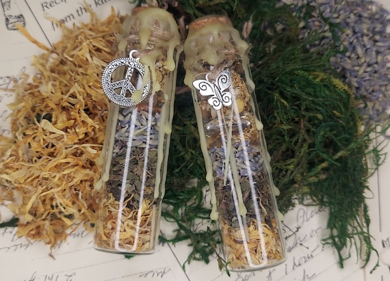 Happiness Spell Jar,  Glass Spell Jar, Herb & Crystal Spell Jar, Witchy Home Decor, Spell, Altar, Meditation Supplies