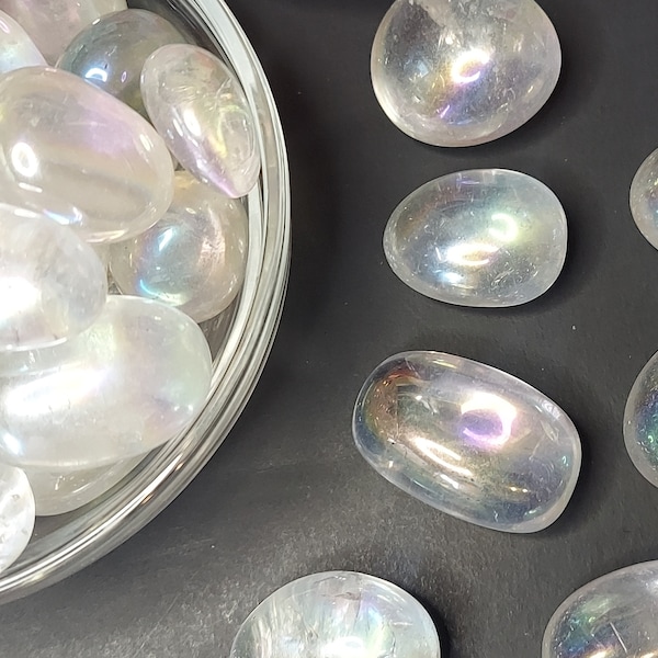 Aura Quartz Tumbled Crystal, Aura Clear Quartz, Metaphysical Witchy Altar, Meditation, Spell Crystals