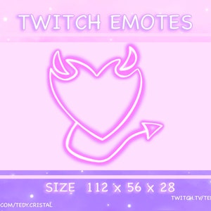 Neon Pink Devil Heart Twitch Emote - Kawaii Twitch Emote / Cute Twitch Emote / Animated Twitch Emote / Sub Badges / Discord Emotes / Bit