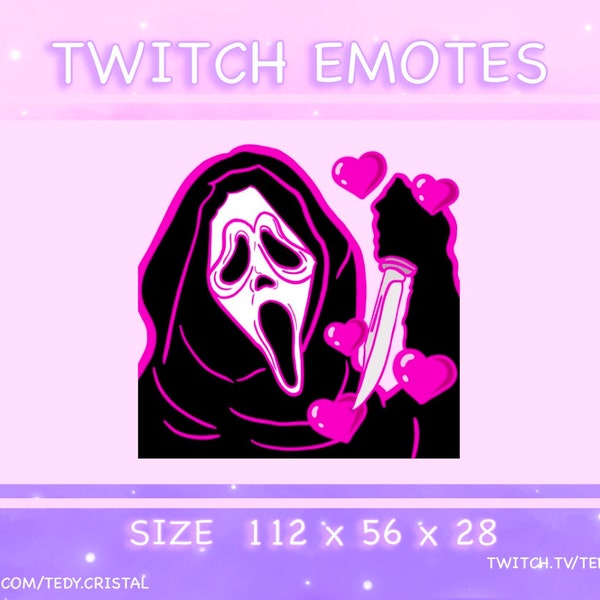 Ghostface in LOVE Twitch Emote - DBD Twitch Emote / Dead By Daylight Twitch Emote / Pink Twitch Emote / Heart Emote / Halloween Twitch Emote