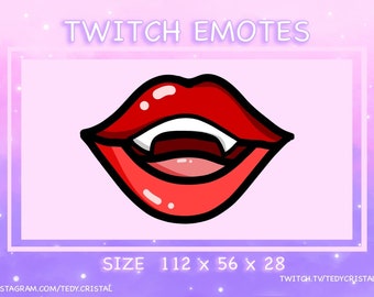 Red Vampire Lips Twitch Emote - Cute Twitch Emotes / Kawaii Twitch Emotes / Sub Badges / Discord Emote / Youtube Emotes / Animated Emotes