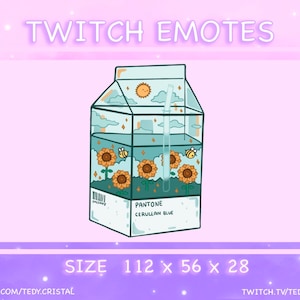 Juice Box Sunflower Twitch Emote - cute emotes / sub badges / sunflowers emote / cartoon emotes / kawaii emotes / drink box