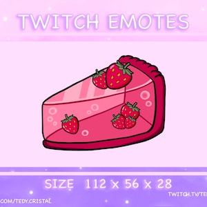 Strawberry Pie Twitch Emote - Dessert Twitch Emote /Candy Twitch Emote / Cute Emotes / Kawaii Twitch Emotes / Pink Twicth Emote / Cake Emote
