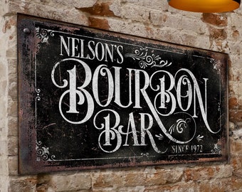 Bourbon Bar Sign, Whiskey Bar Sign, Whiskey Decor, Bar & Lounge Sign, Basement Bar Sign, Bar Decor, Personalized Bar Decor, Metal Bar Signs