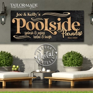 Enseigne de piscine, enseigne de piscine et de terrasse, décoration de terrasse de piscine, enseigne au bord de la piscine, enseigne de piscine personnalisée, piscine et terrasse, décoration murale de patio, décoration de piscine, art de la piscine