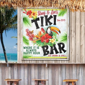 Tiki Bar Sign, Custom Tiki Bar Sign, Bar Sign, Backyard Bar and Grill Sign, Pool & Patio Sign,Pool Sign,Tiki Hut Sign,Personalized Pool Sign