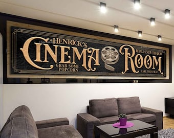 Theater Room Sign, Movie Room Sign, Cinema Room Sign, Movie Room Decor, Billiards Sign, Gaming Decor,Cinema Sign, Arcade, Custom Movie Room
