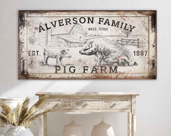 Pig Farm Sign, Personalized Pig Farm Sign, Farmhouse Pig Decor, Pig Wall Decor,Pig Farm Wall Decor,Farm Sign with Pigs,Farmhouse Family Name