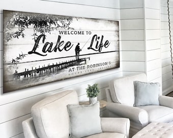 Lake House Signs, Lake Cottage Sign, Personalized Lake House Sign, Personalized Lake House, Gifts, Large Rustic Sign, Modern Farmhouse, Art