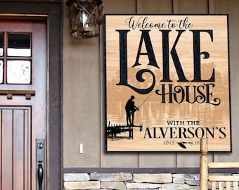 Custom Lake House Sign, Lake House Signs Personalized, Welcome to the Lake Signs,Metal Lake House Signs,Modern Farmhouse Wall Decor for Lake