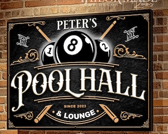 Billiard sign, Personalized Billiards Sign Modern Farmhouse Wall Decor Pool Table Sign, Man Cave, Pool Hall Sign, Basement Bar Decor, Bar