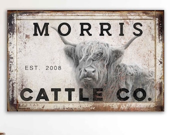 Highland Cow Canvas Print,Custom Highland Cow,Cattle Company Sign,Modern Farmhouse Decor,Highland Cow Print,Personalized Highland Cow,Cattle