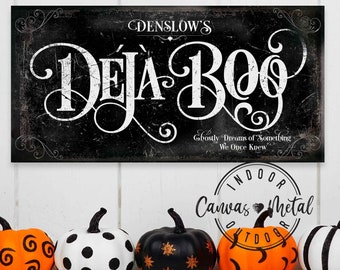 Halloween Wall Decor Sign Deja Boo Ghost Family Name Decor Spooky Wall Decor Halloween wicked witch Gothic Industrial decor Personalized