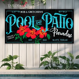 Enseigne de piscine et terrasse, enseigne de piscine personnalisée, enseigne de piscine personnalisée, décoration de terrasse, décoration de piscine, décoration de piscine, décoration de terrasse, cadeau de pendaison de crémaillère