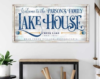Lake House Signs, Personalized Lake House, Gifts, Rustic Large Sign, Modern Farmhouse, Art, Lake Cottage Sign, Personalized Lake House Sign