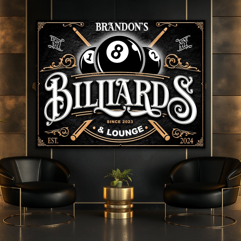 Billiards Sign, Personalized Billiards Sign Modern Farmhouse Wall Decor