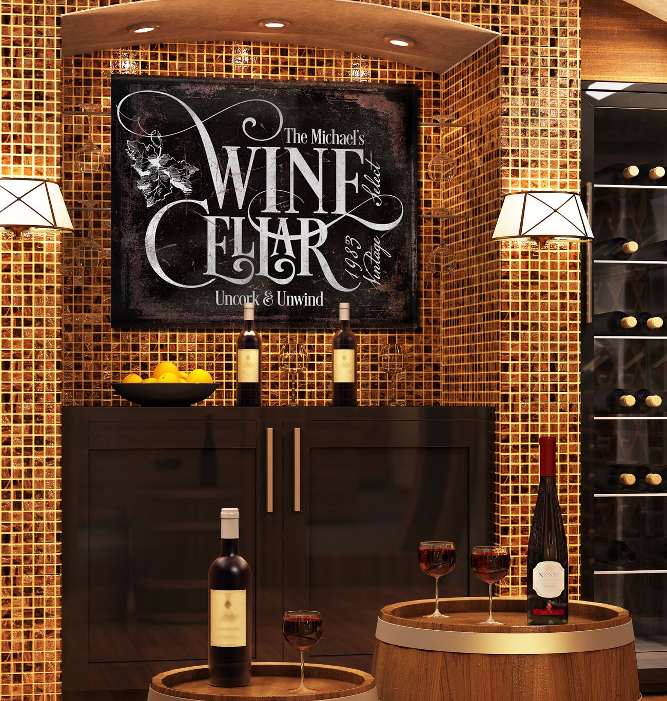 Wine Bar Sign Wine Decor Personalized Wine Bar Sign Wine Etsy