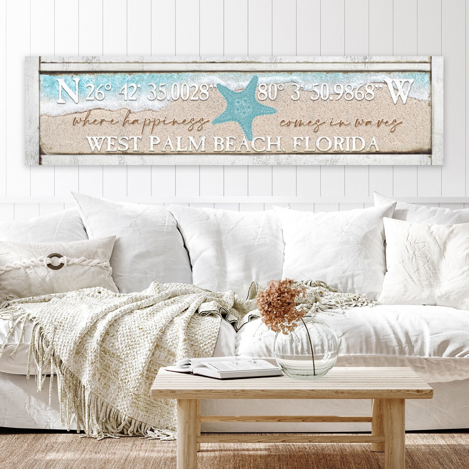Mode Home The Beach Is My Happy Place Starfish Beach Sign For Home Decor,Vintage Beach Theme Bathroom Wall Decor Wall Art Plaque With Quot