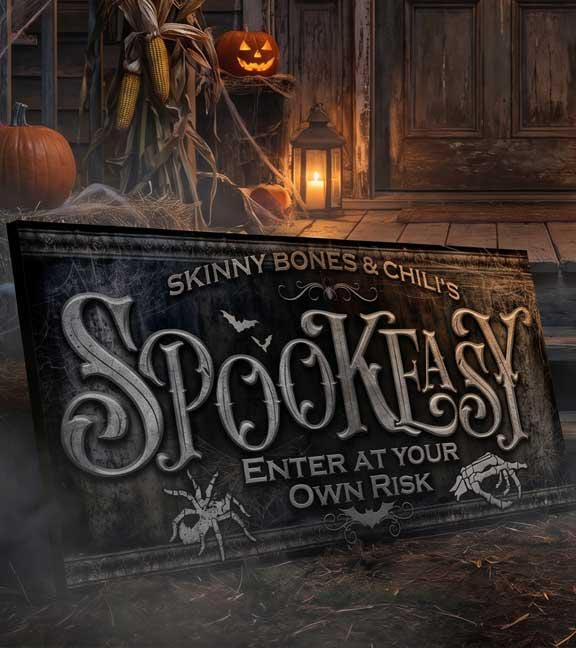Spook Easy. Sign Halloween Sign Spookeasy Lounge, Personalized Halloween Wall Decor ...