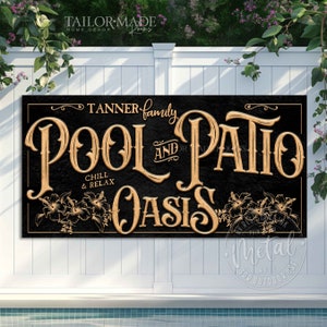 Panneau pour piscine et terrasse, Panneaux personnalisés pour piscine, Panneaux personnalisés pour piscine, Décoration murale pour patio, Panneaux pour piscine, Décoration de piscine, Panneau au bord de la piscine, Panneaux en métal pour terrasse