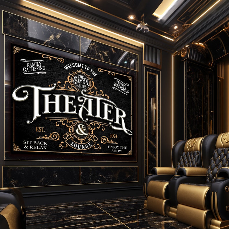 Personalized Theater & Lounge, Theater Sign, Home Theater Signs ...