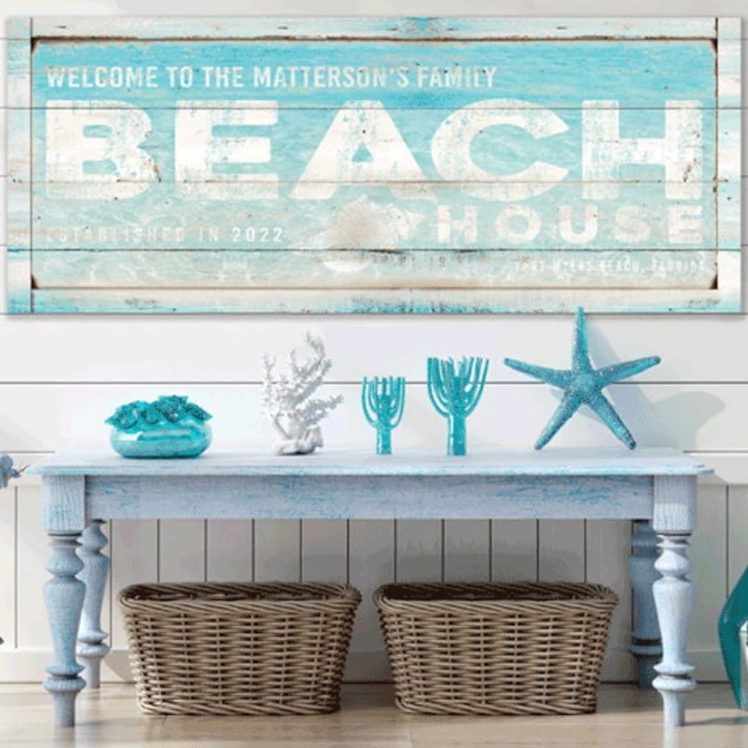 Beach House Sign, Coastal Farmhouse Wall Decor, Beach Sign, Coastal