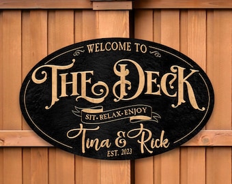 Deck Signs, Patio Signs, Deck Decor, Porch Signs, Porch Decor, Front Porch Decor,Patio Signs Personalized, Gift, Porch, Patio Sign Metal