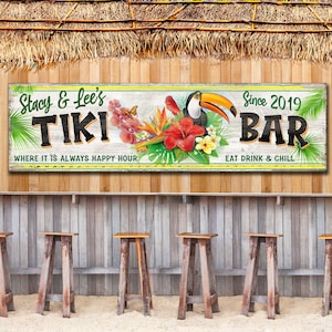 Tiki Bar Sign, Tiki Hut Sign, Tiki Decor Pool & Patio Sign, Tropical Tiki Bar Sign,Custom Tiki Bar Sign,Bar Sign,Backyard Bar and Grill Sign